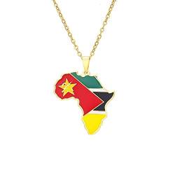 Sparctwer Afrikanische Nationalflagge Halskette Mosambik Karte Anhänger Halskette Geschenk Schlüsselbeinkette Anhänger Anhänger Hip-Hop Modeaccessoires Damen Und Herren Schlüsselbeinkette Pullove von Sparctwer