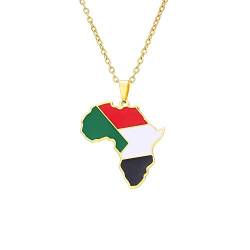 Sparctwer Afrikanische Nationalflagge Halskette Republik Des Sudan Karte Anhänger Halskette Geschenk Schlüsselbeinkette Anhänger Anhänger Hip-Hop Modeaccessoires Damen Herren Schlüsselbeinkette P von Sparctwer