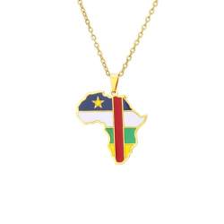 Sparctwer Afrikanische Nationalflagge Halskette Zentralafrika Karte Anhänger Halskette Geschenk Schlüsselbeinkette Anhänger Anhänger Hip-Hop Modeaccessoires Damen Herren Schlüsselbeinkette Pullov von Sparctwer