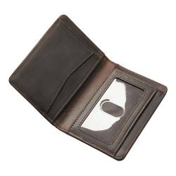 SPARKMARK Schlanke Kreditkartenhalter-Brieftasche für Herren, RFID-blockierend, minimalistische Herren-Geldbörsen – dünne Faltleder-Vordertasche mit 8 Fächern, dunkelbraun, Minimalistisch von SparkMark