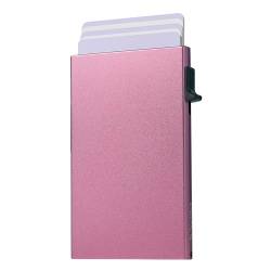 SparkMark Pop-Up-Brieftasche, schmal, minimalistisch, Kreditkartenetui für Damen und Herren, RFID-blockierendes Mini-Metalletui, Pink, Minimalistisch von SparkMark