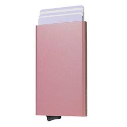 SparkMark Pop-Up-Brieftasche, schmal, minimalistisch, Kreditkartenetui für Damen und Herren, RFID-blockierendes Mini-Metalletui, Pink, Minimalistisch von SparkMark