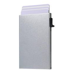 SparkMark Pop-Up-Brieftasche, schmal, minimalistisch, Kreditkartenetui für Damen und Herren, RFID-blockierendes Mini-Metalletui, silber, Minimalistisch von SparkMark