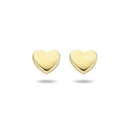 Sparkle14-585 Echtgold Ohrstecker mit unverzierten Herz fur Damen und Mädchen - 4 x 5 mm Ohrstecker gold - 14 Karat Gold Ohrstecker - Nachaltig produziert von Sparkle14
