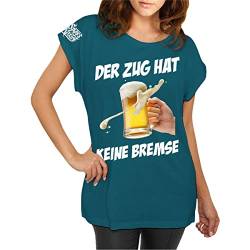 Longshirt Damen weit geschnitten Bier Sprüche Der Zug hat Keine Bremse Größe XS - 5XL von Spaß Kostet