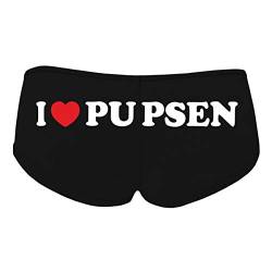 Spaß Kostet Damen Mädchen Hotpants Panty mit Spruch I Love Pupsen Größe S - XL von Spaß Kostet