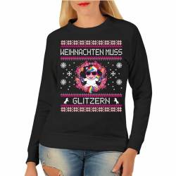 Spaß Kostet Damen Pullover Sweatshirt Einhorn - Weihnachten muss Glitzern Größe XS - XXXL von Spaß Kostet