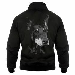 Spaß Kostet Herren Harrington Jacke Dobermann kupiert Motiv Bild Sprüche Männer outdoor von Spaß Kostet