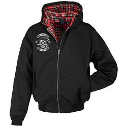 Spaß Kostet Herren Harrington Jacke mit Kapuze und RÜCKENDRUCK Rockn Roll Rockabilly Old School von Spaß Kostet