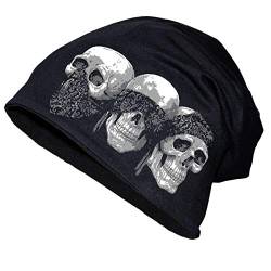 Spaß Kostet Long Beanie Mütze Totenköpfe Schädel Black Größe XS-XXL von Spaß Kostet