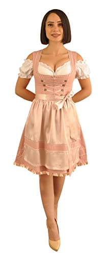 Spatzers Dirndl Damen Trachtenmode Trachtenkleid midi Rosa gepunktet inkl. Dirndlbluse Dirndlschürze 3 Tlg. für Oktoberfest besondere Anlässe Gloria (34) von Spatzers