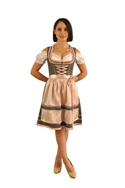 Spatzers Dirndl Damen Trachtenmode Trachtenkleid midi Schwarz Rosa gepunktet inkl. Dirndlbluse Dirndlschürze 3 Tlg. für Oktoberfest besondere Anlässe Sidney (38) von Spatzers