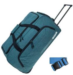 Spear Trolley Reisetasche groß XXL Koffer 85 Liter, 68 cm Tasche Schultergurt Reisegepäck Rolltasche Damen Herren Gepäck Reise Trolly 910 + Koffergurt (Petrol NEU (Grün Blau)) von Spear