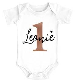 SpecialMe® Baby Body mit Name zum Geburtstag Geburtstags-Shirt personalisierbar mit Namen Alter 1-3 Bio-Baumwolle 1 Jahr weiß 12-18 Monate von SpecialMe