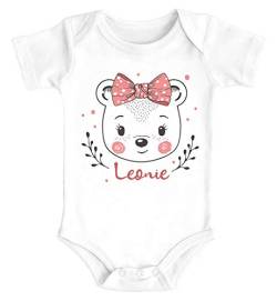 SpecialMe® Baby Body mit Namen Bedrucken Lassen Bär Motiv Kurzarm Bio Baumwolle Mädchen Junge Mädchen weiß 0-3 Monate von SpecialMe