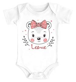 SpecialMe® Baby Body mit Namen Bedrucken Lassen Bär Motiv Kurzarm Bio Baumwolle Mädchen Junge Mädchen weiß 6-12 Monate von SpecialMe