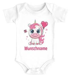 SpecialMe® Baby Body mit Namen Einhorn Wunschname Herz personalisierte Geschenke Mädchen Kurzarm Bio Baumwolle weiß 12-18 Monate von SpecialMe