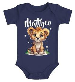 SpecialMe® Baby Body mit Namen personalisierbar Kleiner Löwe Tiermotiv Namensgeschenke Geburt Bio Baumwolle Navy 12-18 Monate von SpecialMe