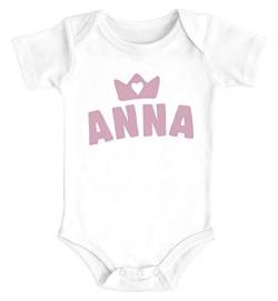 SpecialMe® Baby Body mit Namen personalisiert Krone Junge Mädchen Geschenk Kleinkind Bio-Baumwolle Mädchen weiß 0-3 Monate von SpecialMe