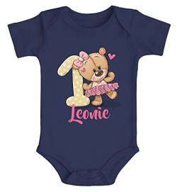 SpecialMe® Baby Body mit Namen und Zahl zum Geburtstag Geburtstagsshirt Bär Ballerina Zahl 1 Mädchen Bio-Baumwolle Navy 12-18 Monate von SpecialMe