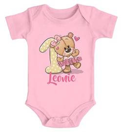 SpecialMe® Baby Body mit Namen und Zahl zum Geburtstag Geburtstagsshirt Bär Ballerina Zahl 1 Mädchen Bio-Baumwolle rosa 12-18 Monate von SpecialMe