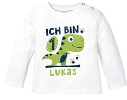 SpecialMe® Baby Langarm-Shirt 1. Geburtstag ich Bin Schon 1 Geburtstagsshirt Geschenk für Einjährige Junge/Mädchen 1 Jahr weiß 80/86 (10-15 Monate) von SpecialMe