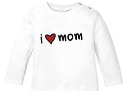 SpecialMe® Baby Langarmshirt I Love Mom Geschenk Mama Muttertag Geburtstag Jungen Mädchen Bio-Baumwolle weiß 80/86 (10-15 Monate) von SpecialMe