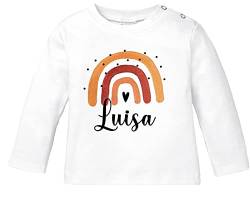 SpecialMe® Baby Langarmshirt Name Bedruckt Motiv Regenbogen personalisierbare Geschenke Mädchen Jungen Bio-Baumwolle Mädchen weiß 92/98 (16-24-Monate) von SpecialMe