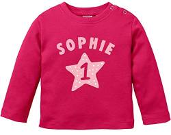 SpecialMe® Baby Langarmshirt mit Name und Zahl 1 zum ersten Geburtstag Motiv Stern Geburtstagsshirt Junge/Mädchen Mädchen Sorbet 92/98 (16-24-Monate) von SpecialMe