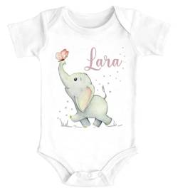 SpecialMe® Baby Langarmshirt mit Namen personalisiert Elefant Schmetterling Tiermotiv Tiere Junge Mädchen Bio-Baumwolle weiß 0-3 Monate von SpecialMe