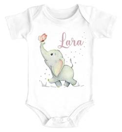 SpecialMe® Baby Langarmshirt mit Namen personalisiert Elefant Schmetterling Tiermotiv Tiere Junge Mädchen Bio-Baumwolle weiß 3-6 Monate von SpecialMe