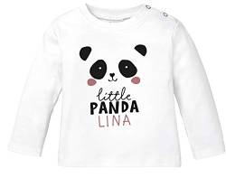 SpecialMe® Baby Langarmshirt mit Namen personalisiert Little Panda Wunschname Junge Mädchen Bio-Baumwolle weiß 68/74 (4-9 Monate) von SpecialMe