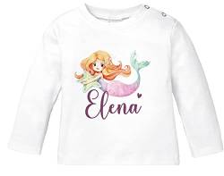 SpecialMe® Baby Langarmshirt mit Namen personalisiert Meerjungfrau Prinzessin Geschenk Mädchen Bio-Baumwolle weiß 68/74 (4-9 Monate) von SpecialMe