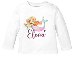 SpecialMe® Baby Langarmshirt mit Namen personalisiert Meerjungfrau Prinzessin Geschenk Mädchen Bio-Baumwolle weiß 80/86 (10-15 Monate) von SpecialMe