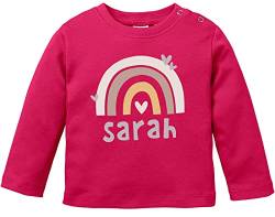 SpecialMe® Baby Langarmshirt mit Namen personalisiert Regenbogen Scandi Stil Mädchen Jungen Bio-Baumwolle Mädchen Sorbet 68/74 (4-9 Monate) von SpecialMe