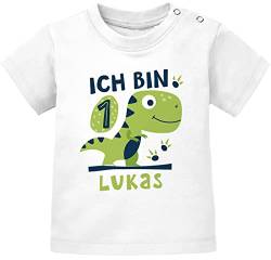 SpecialMe® Baby T-Shirt 1. Geburtstag ich Bin Schon 1 Geburtstagsshirt Geschenk für Einjährige Kurzarm Bio-Baumwolle 1 Jahr weiß 92/98 (16-24-Monate) von SpecialMe