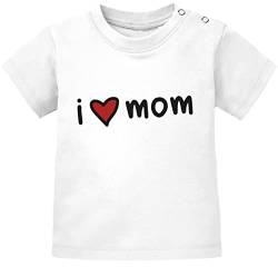 SpecialMe® Baby T-Shirt Kurzarm I Love Mom Geschenk Mama Muttertag Geburtstag Jungen Mädchen Oberteil Bio-Baumwolle weiß 92/98 (16-24-Monate) von SpecialMe