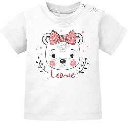 SpecialMe® Baby T-Shirt mit Namen personalisiert Bär Junge Mädchen Kurzarm Bio-Baumwolle Mädchen weiß 92/98 (16-24-Monate) von SpecialMe