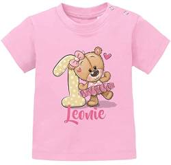 SpecialMe® Baby T-Shirt personalisiert mit Namen Geburtstagsshirt Bär Ballerina Zahl 1 Mädchen rosa 92/98 (16-24-Monate) von SpecialMe