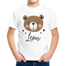 SpecialMe® Kinder T-Shirt Jungen mit Name Bär Fuchs Tiermotive personalisierbares Geschenk Geschenk für Jungen Bär weiß 122-128 (7-8 Jahre) von SpecialMe