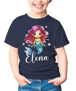 SpecialMe® Kinder T-Shirt Mädchen Meerjungfrau personalisiert mit Name Geschenk für Mädchen Navy 122-128 (7-8 Jahre) von SpecialMe