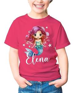 SpecialMe® Kinder T-Shirt Mädchen Meerjungfrau personalisiert mit Name Geschenk für Mädchen pink 122-128 (7-8 Jahre) von SpecialMe