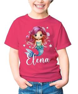 SpecialMe® Kinder T-Shirt Mädchen Meerjungfrau personalisiert mit Name Geschenk für Mädchen pink 129-140 (9-10 Jahre) von SpecialMe