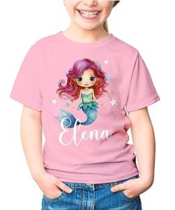 SpecialMe® Kinder T-Shirt Mädchen Meerjungfrau personalisiert mit Name Geschenk für Mädchen rosa 110-116 (5-6 Jahre) von SpecialMe