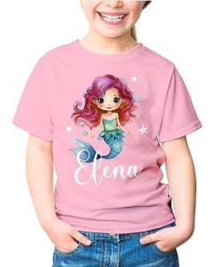 SpecialMe® Kinder T-Shirt Mädchen Meerjungfrau personalisiert mit Name Geschenk für Mädchen rosa 129-140 (9-10 Jahre) von SpecialMe