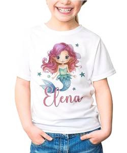 SpecialMe® Kinder T-Shirt Mädchen Meerjungfrau personalisiert mit Name Geschenk für Mädchen weiß 110-116 (5-6 Jahre) von SpecialMe