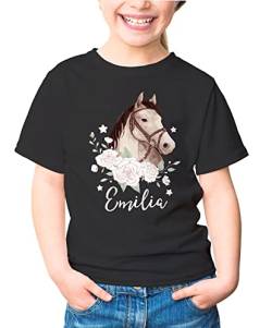 SpecialMe® Kinder T-Shirt mit Namen personalisiertPferd Pferdemädchen Geschenk Mädchen Namensgeschenke schwarz 141-152 (11-12 Jahre) von SpecialMe