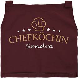 SpecialMe® Kochschürze Küchenschürze Backschürze Damen personalisierte Schürze für Frauen mit Namen Baumwolle bordeauxrot unisize von SpecialMe