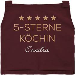 SpecialMe® Kochschürze Küchenschürze Damen 5 Sterne Köchin personalisierte Schürze für Frauen mit Namen Baumwolle bordeauxrot unisize von SpecialMe