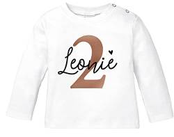 SpecialMe® personalisiertes Baby Langarmshirt Geburtstags-Shirt personalisierbar mit Namen Alter 1-3 Junge/Mädchen 2 Jahre weiß 80/86 (10-15 Monate) von SpecialMe